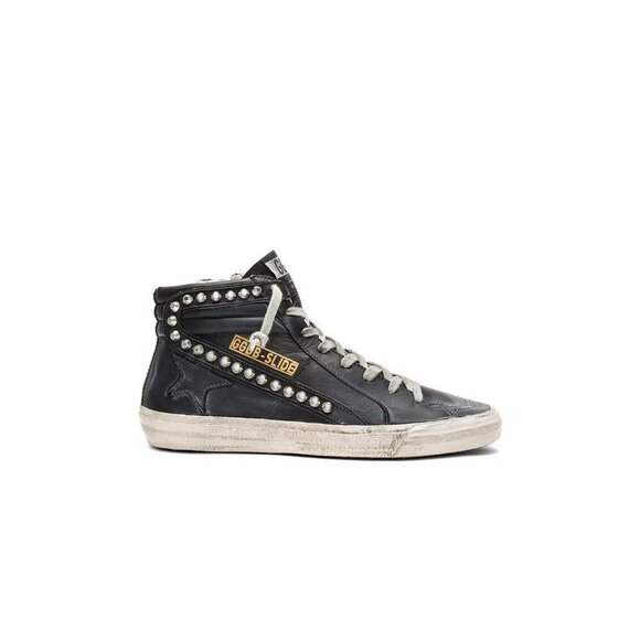 Golden Goose Slide Sneaker Black Leather Studs Mens Size 37 - Picture 1 of 15